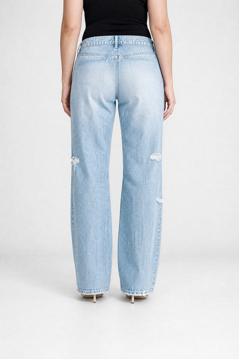 Sofaine Vada women's wide-leg jeans in Light Blue, back view