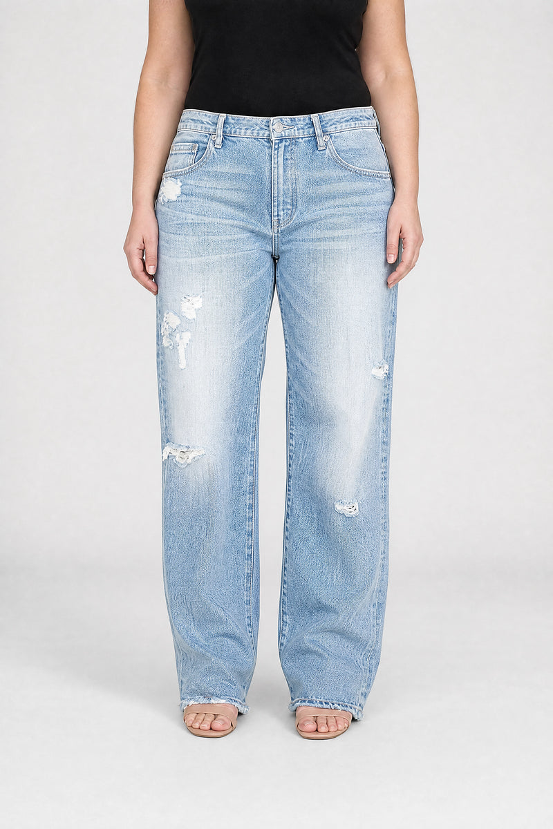 Sofaine Vada women's wide-leg jeans in Light Blue, front view