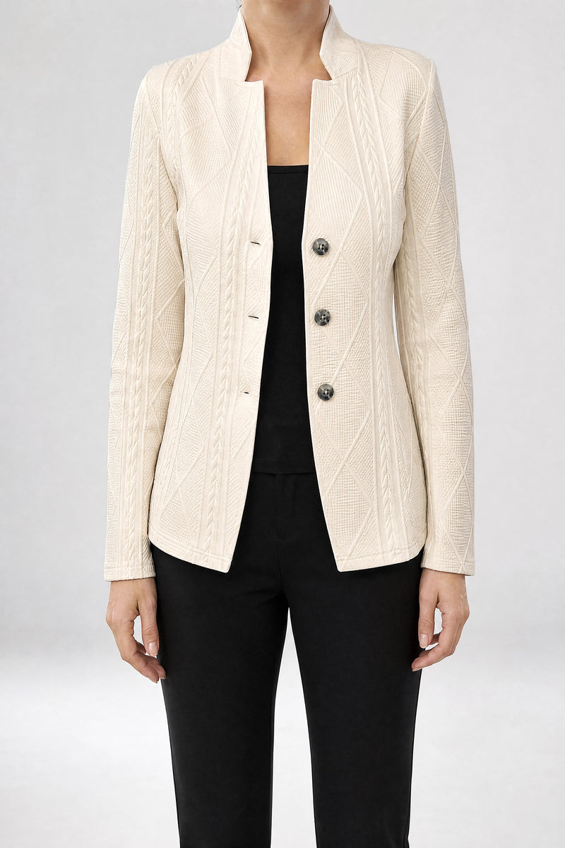 Sofaine Veronica women's cardigan in Beige, front view studio shot