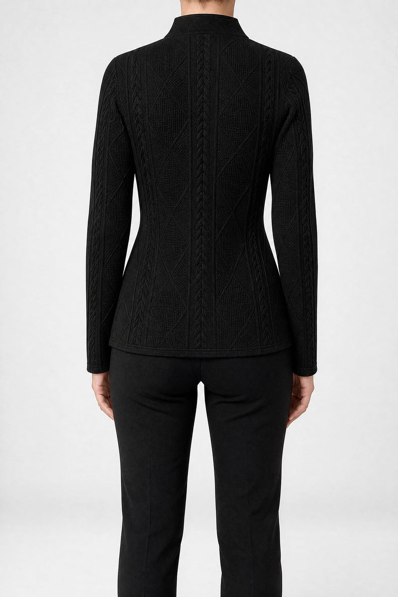 Sofaine Veronica women's cardigan in Black, back view studio shot