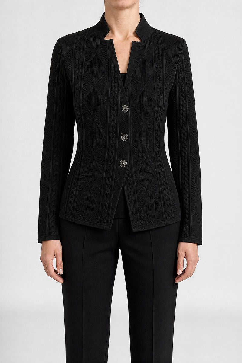 Sofaine Veronica women's cardigan in Black, front view studio shot