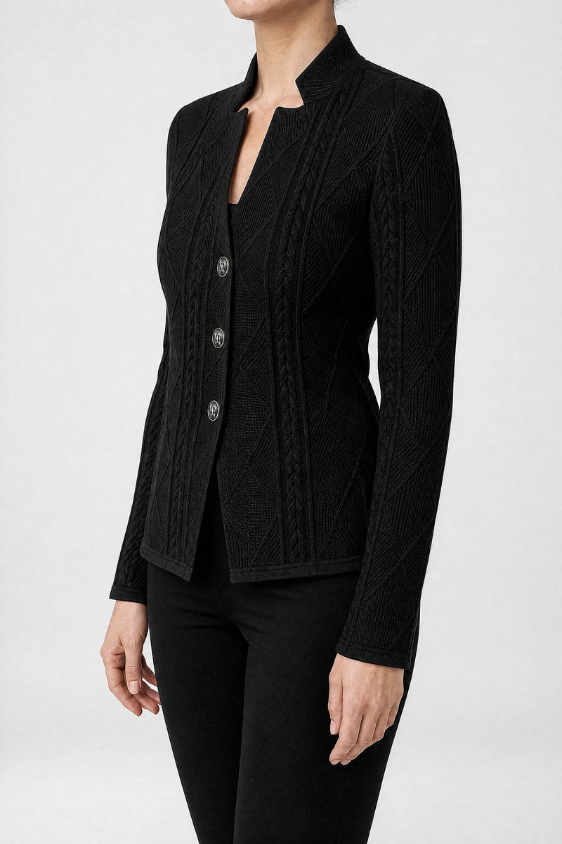 Sofaine Veronica women's cardigan in Black, side view studio shot