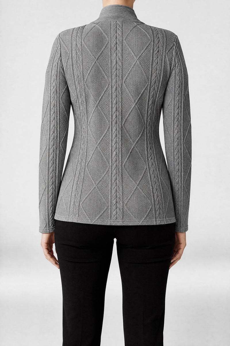Sofaine Veronica women's cardigan in Grey, back view studio shot