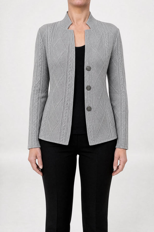 Sofaine Veronica women's cardigan in Grey, front view studio shot