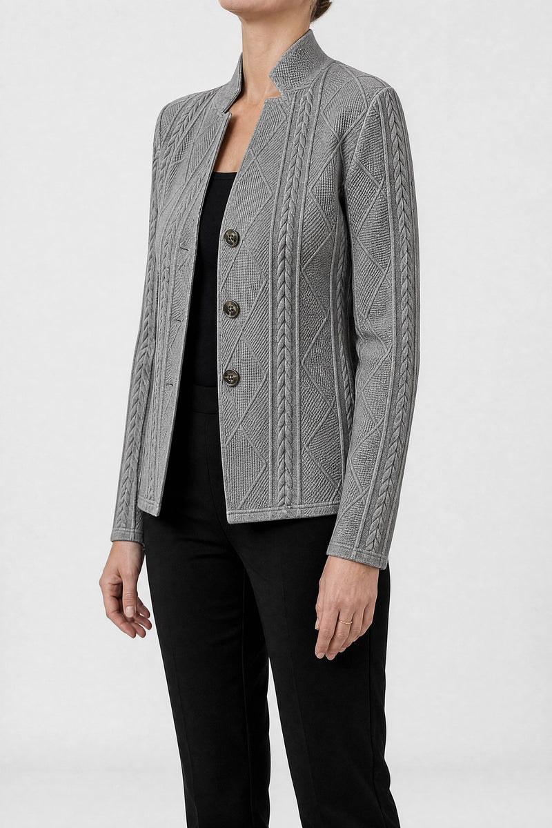 Sofaine Veronica women's cardigan in Grey, side view studio shot