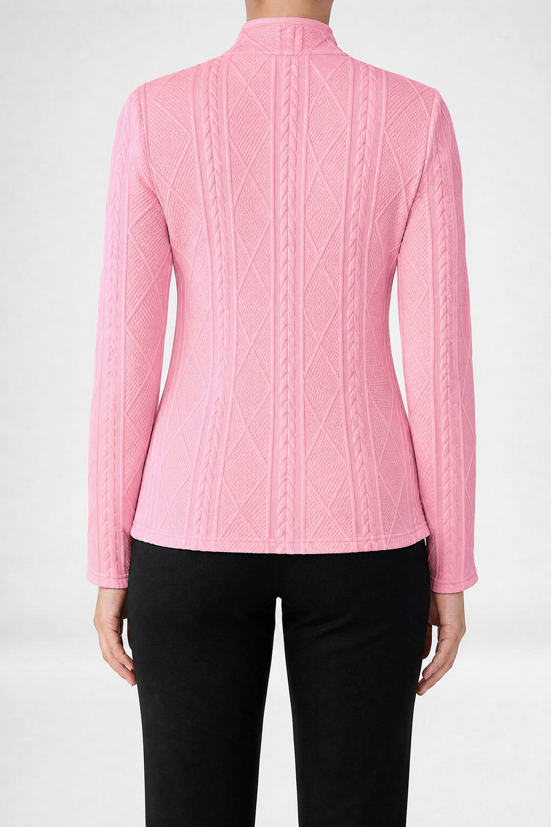 Sofaine Veronica women's cardigan in Pink, back view studio shot