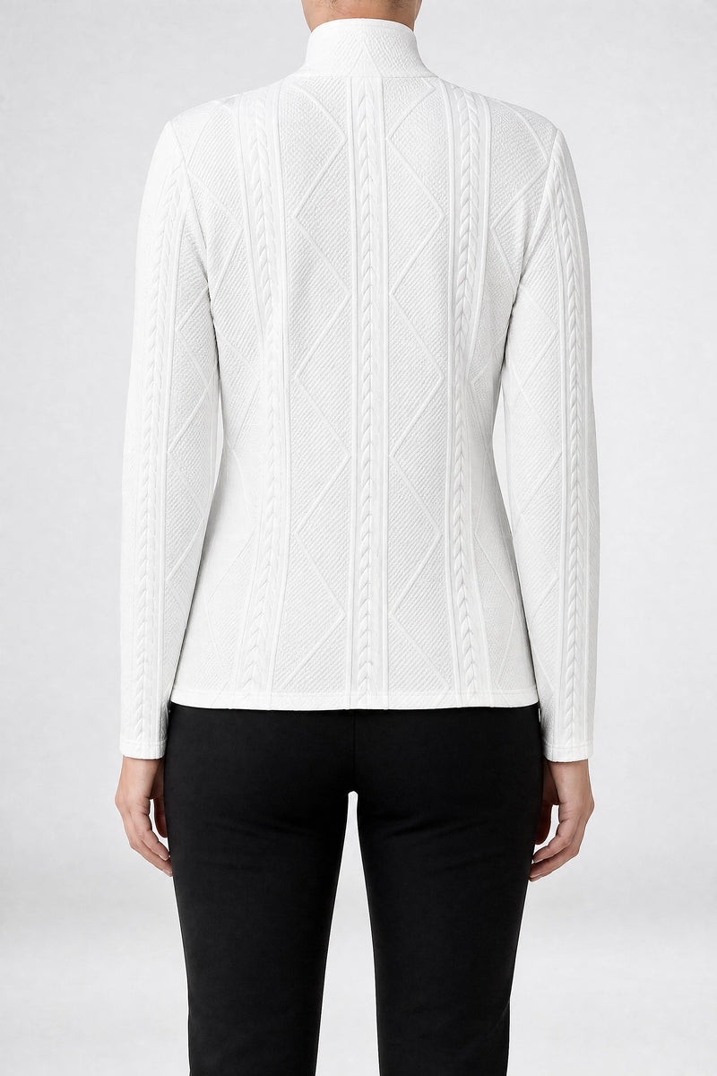 Sofaine Veronica women's cardigan in White, back view studio shot