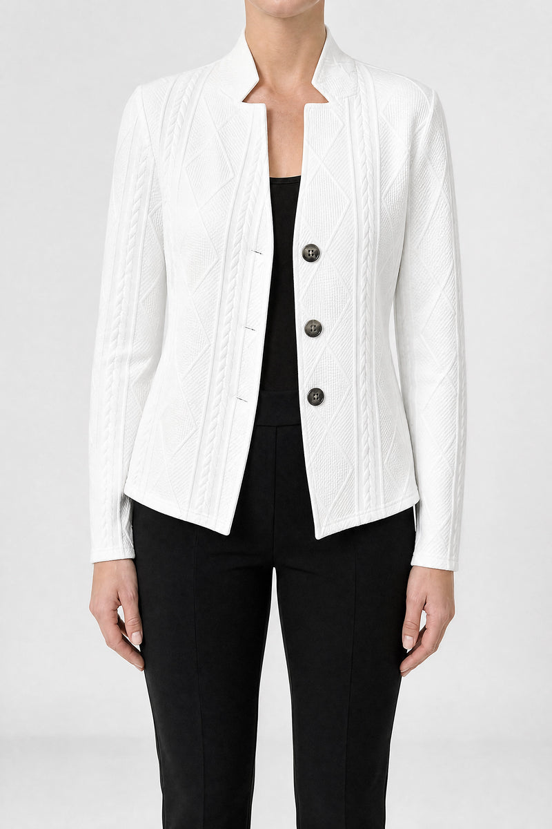 Sofaine Veronica women's cardigan in White, front view studio shot