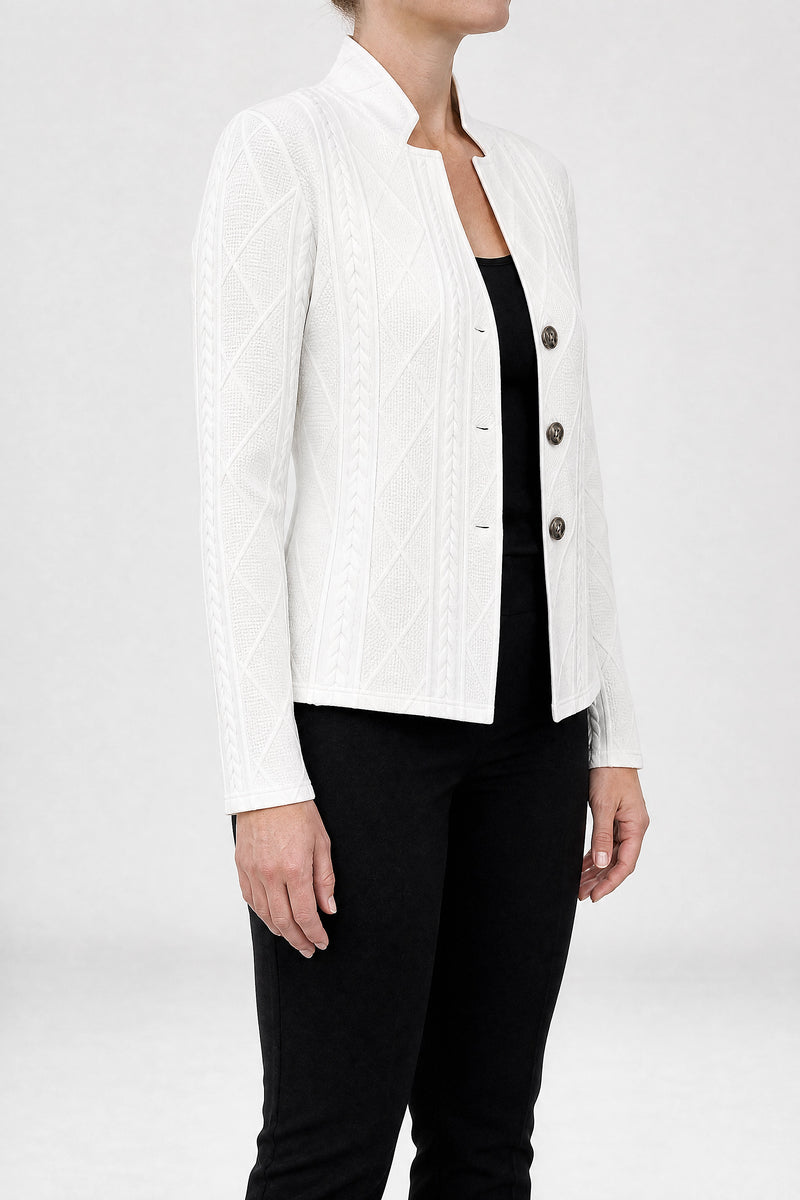 Sofaine Veronica women's cardigan in White, side view studio shot