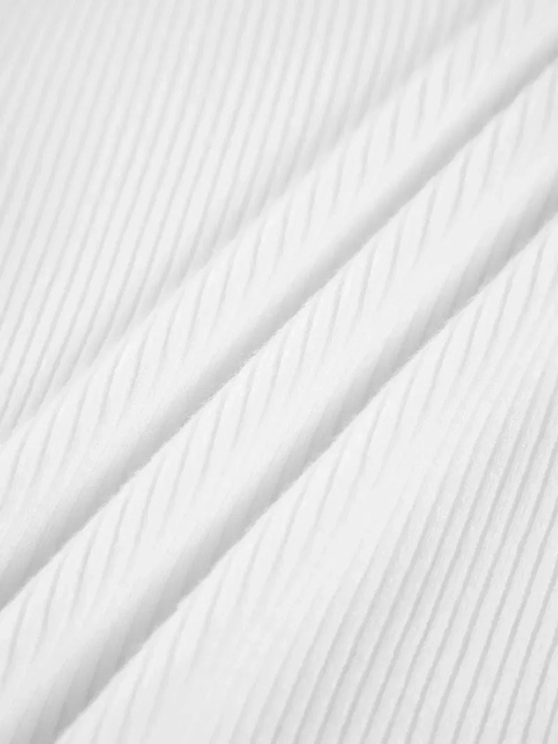 Ribbed Mock Neck Sweater for Women with Long Sleeves and Slim Fit in White, fabric close-up