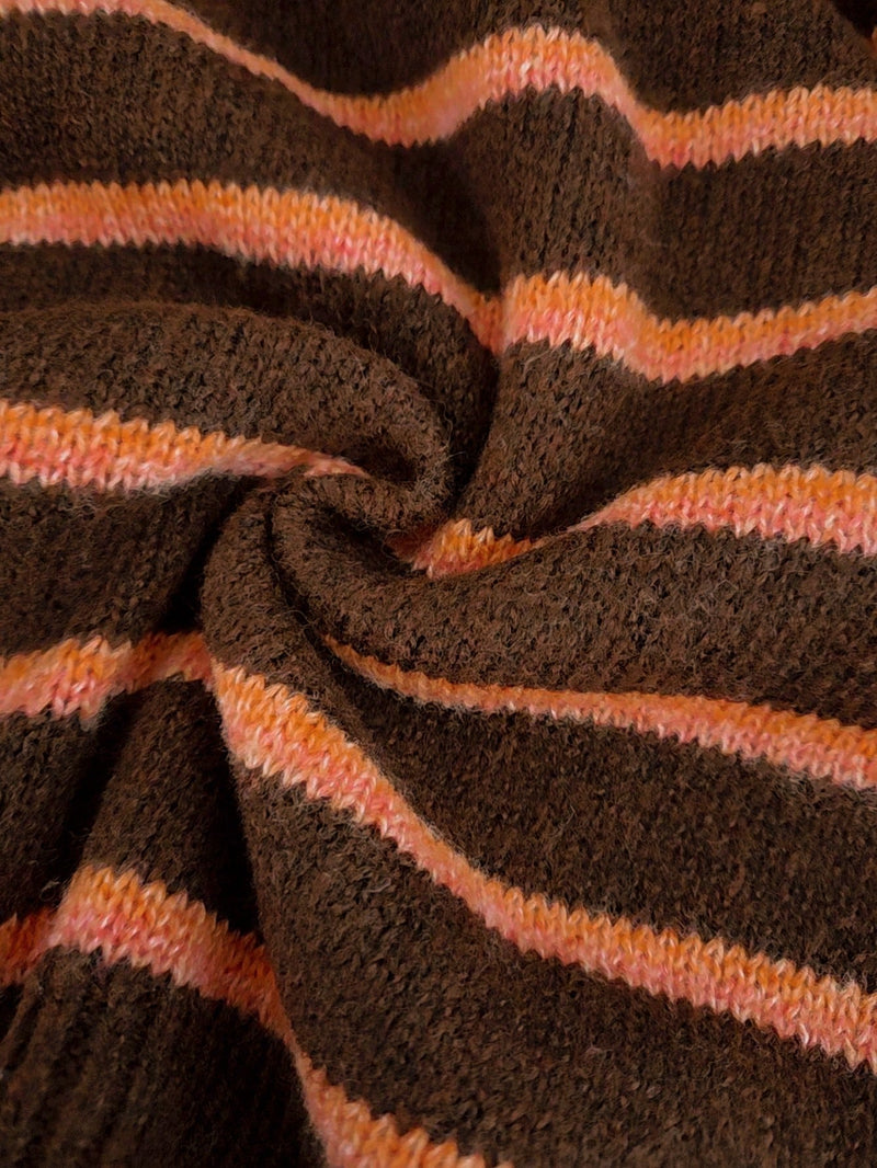 Striped Cardigan Sweater for Women with Button Front and Crew Neck, fabric close-up 4