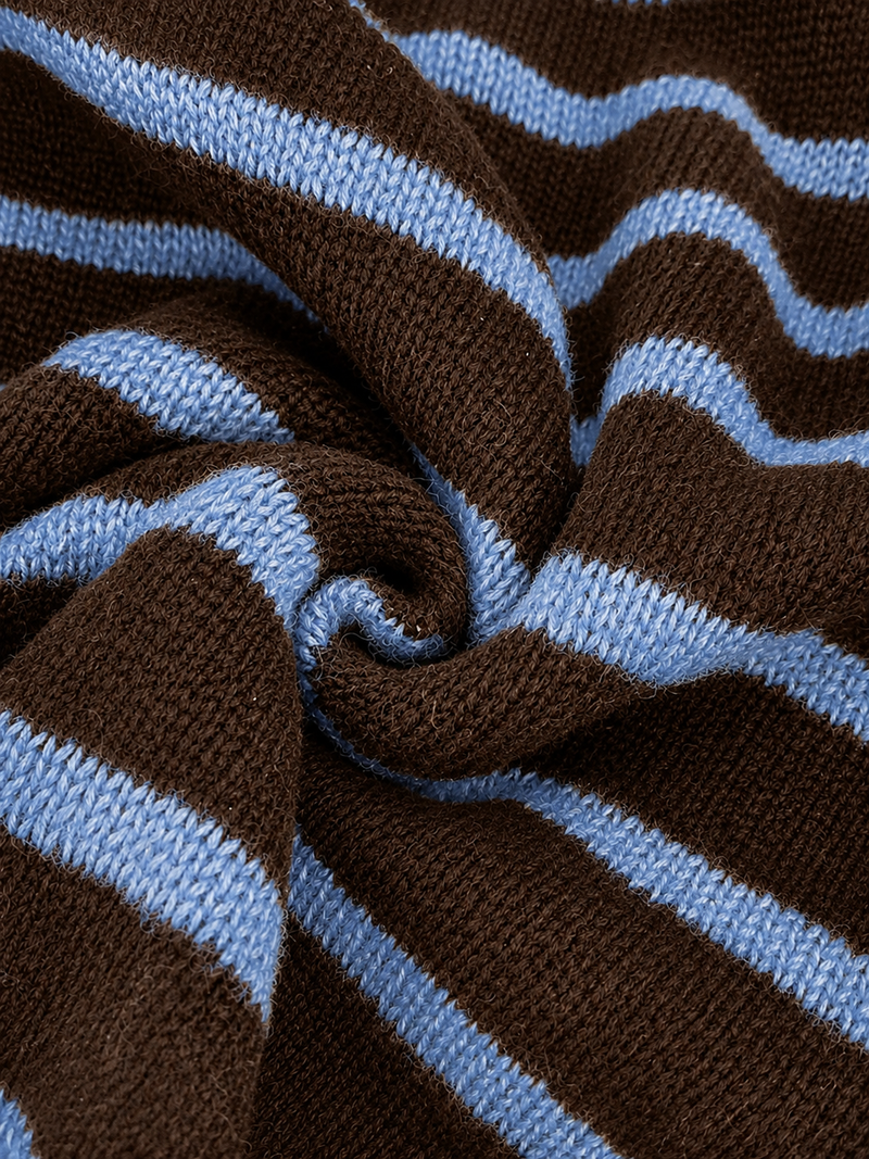 Striped Cardigan Sweater for Women with Button Front and Crew Neck, fabric close-up 5