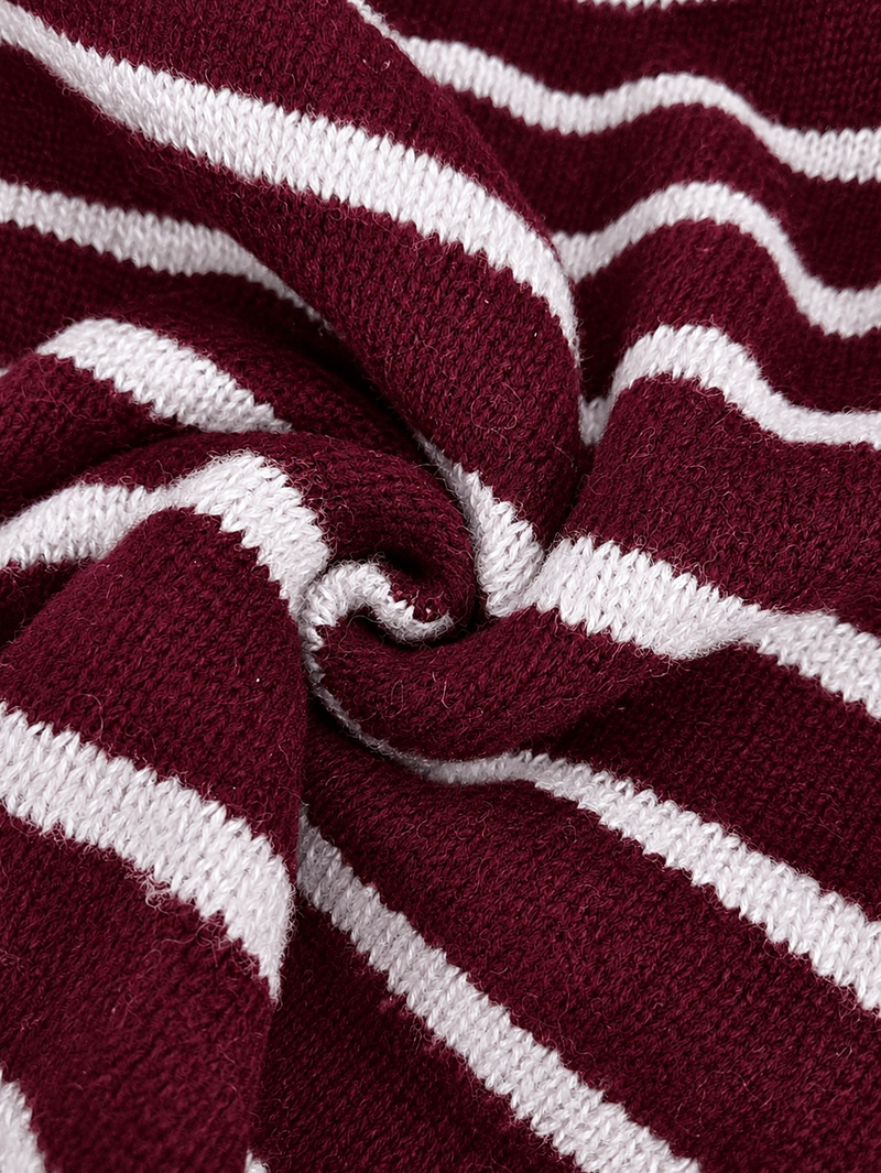 Striped Cardigan Sweater for Women with Button Front and Crew Neck, fabric close-up 2